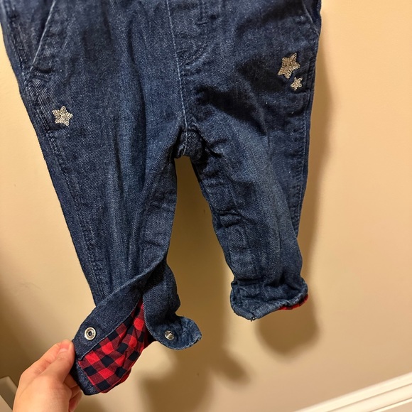 NWOT Denim and Plaid Lined Overalls - Picture 6 of 6